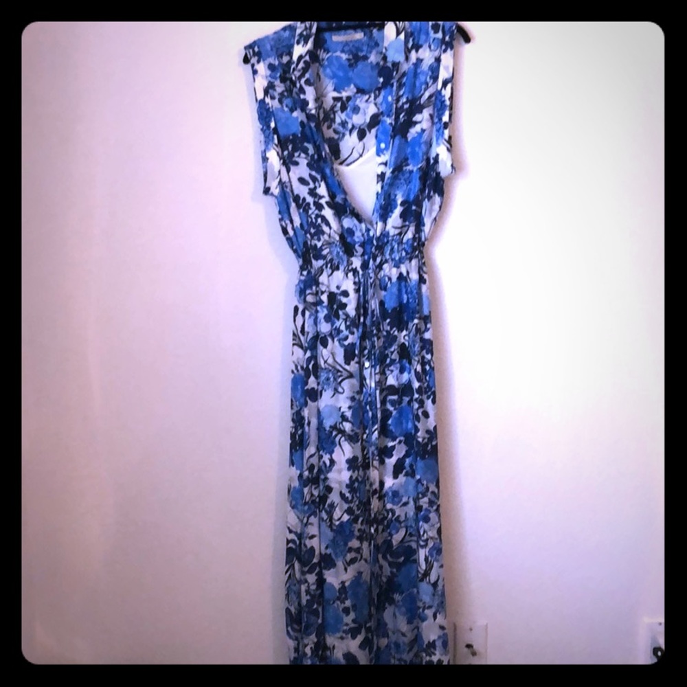 Blue Floral maxi dress with liner Townsen